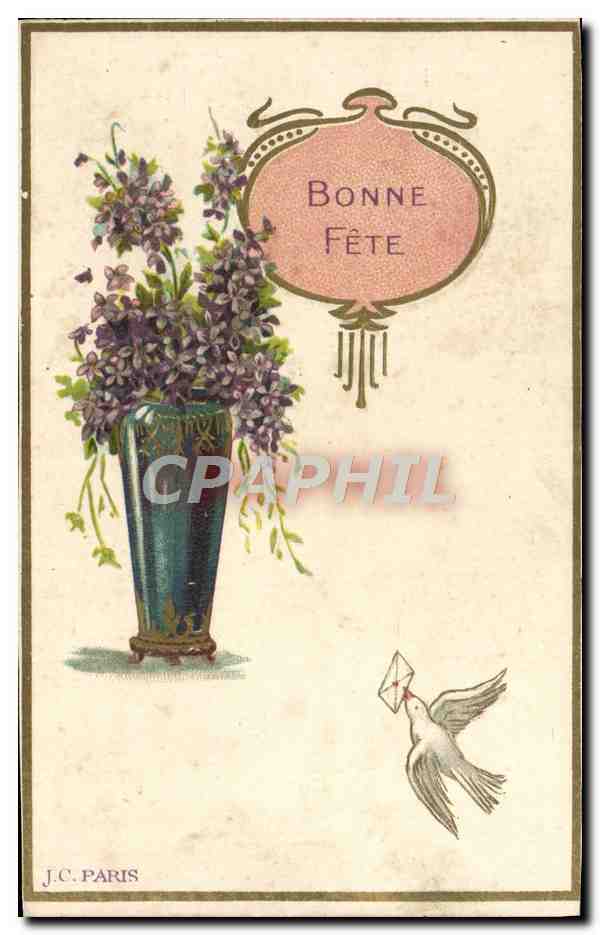 CPA Fantaisie Fleurs Colombe
