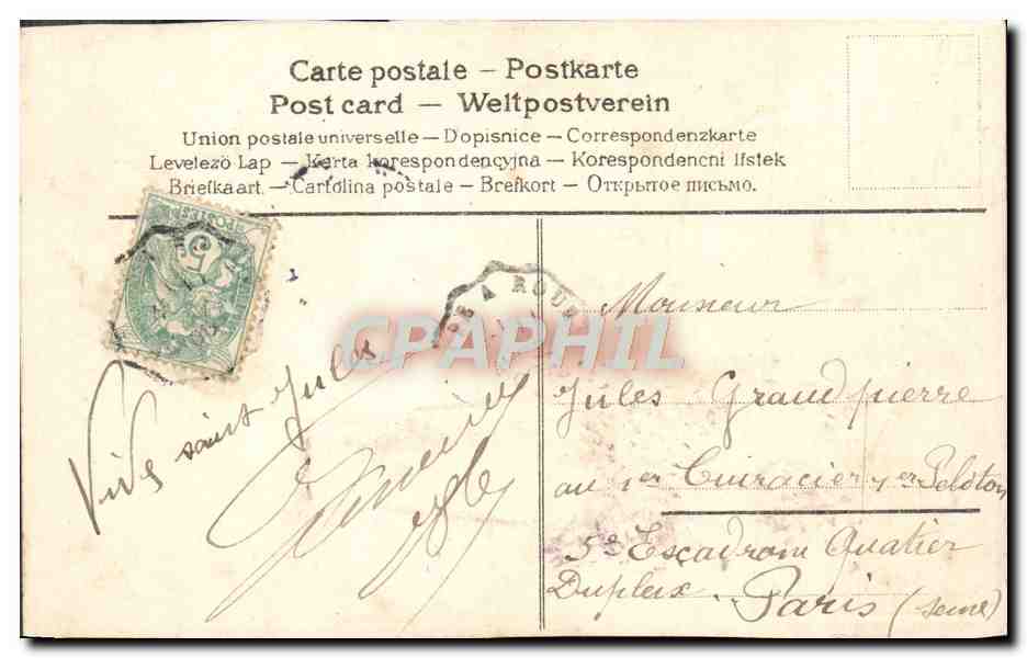 CPA Fantaisie Fleurs Colombe — Rückseite