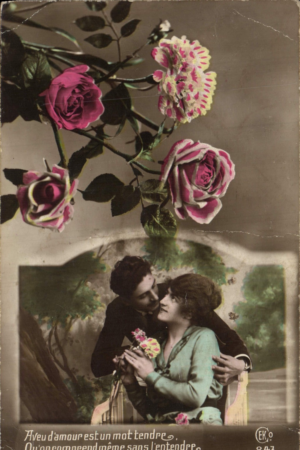 Amour et roses — texte imprimé et signature — EK 847