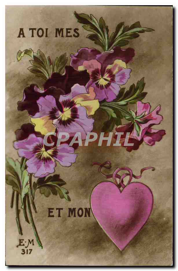 CPA Fantaisie Fleurs Coeur