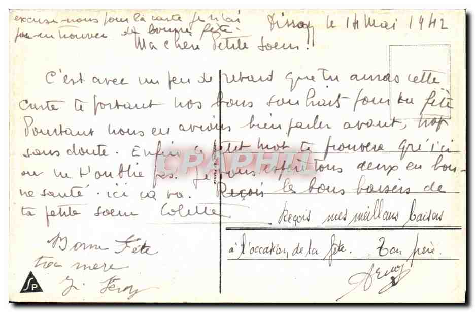 CPA Fantaisie Fleurs Fer a cheval — Verso