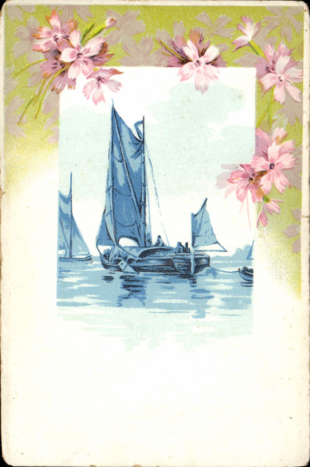 CPA Fantaisie Fleurs Bateau