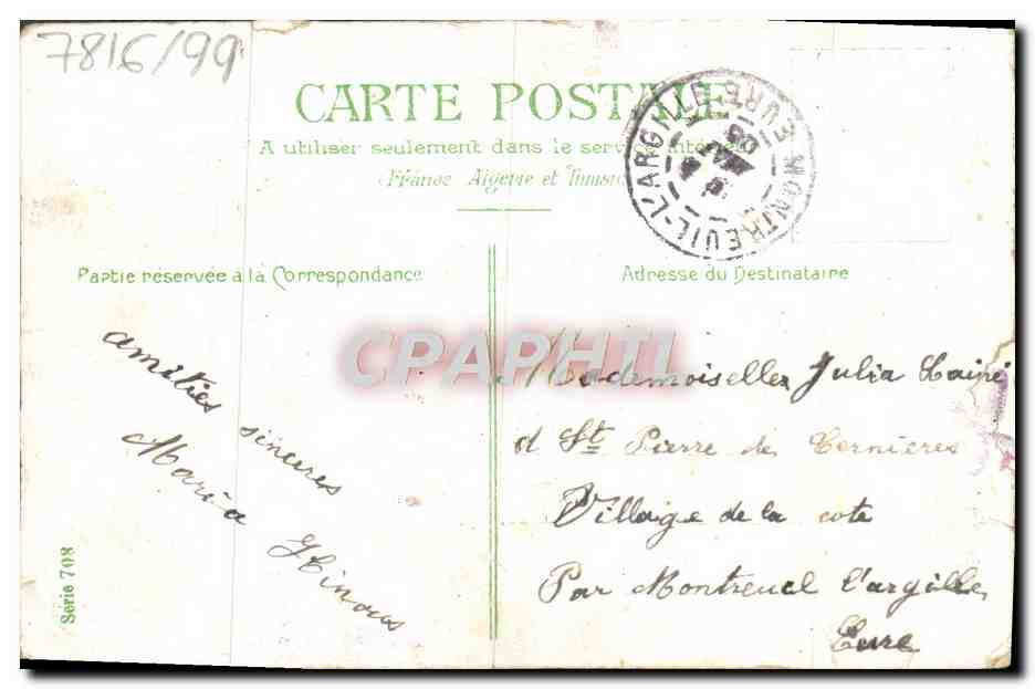 CPA Fantaisie Fleurs Moulin a vent — Verso
