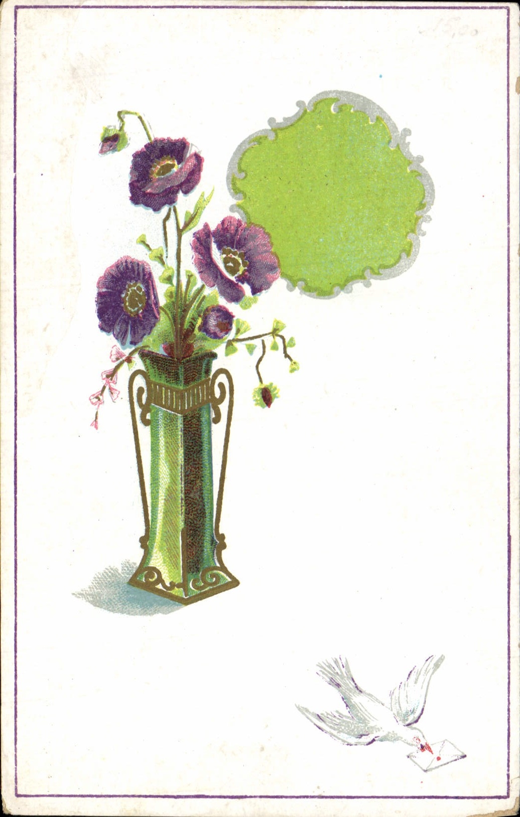 CPA Fantaisie Fleurs Colombe