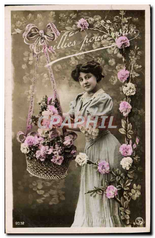 CPA Fantaisie Fleurs Femme