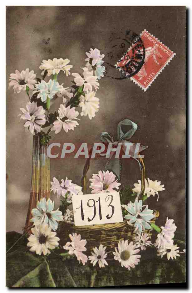 CPA Fantaisie Fleurs Annee 1913