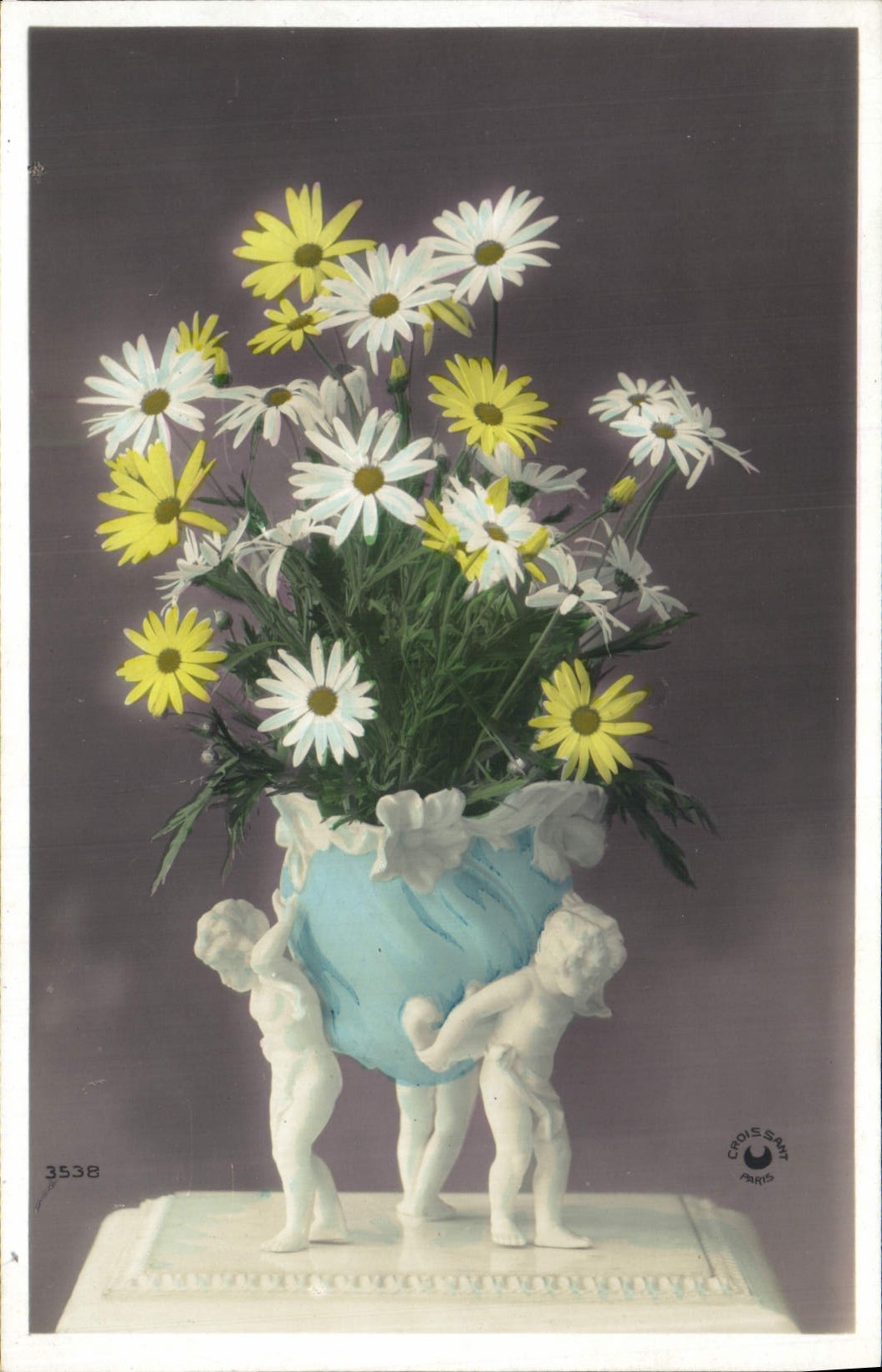 CPA Fantaisie Fleurs Santons Anges