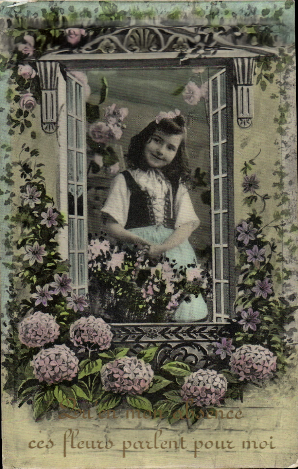 CPA Fantaisie Fleurs Enfant
