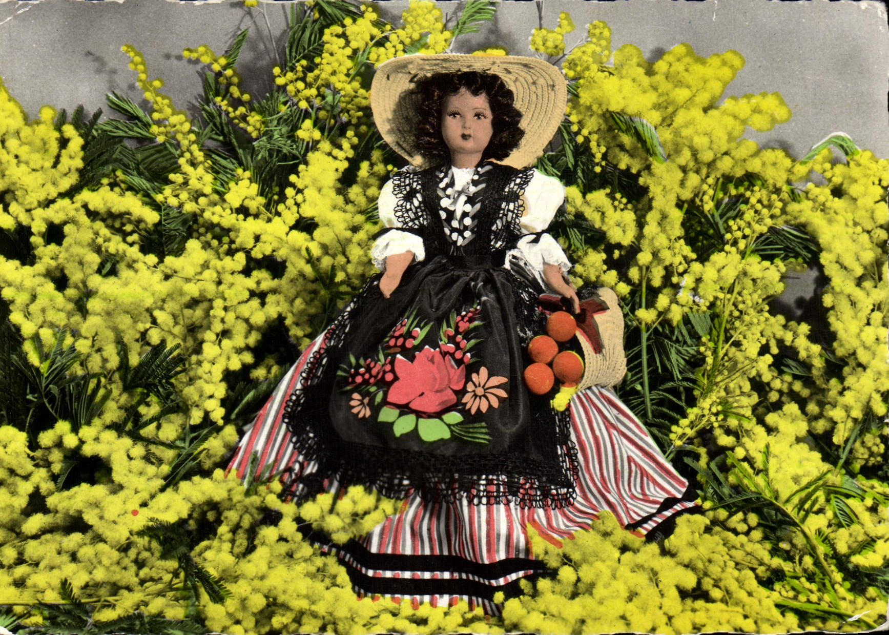 CPM Fantaisie Fleurs Costume du pays Mimosa Poupee