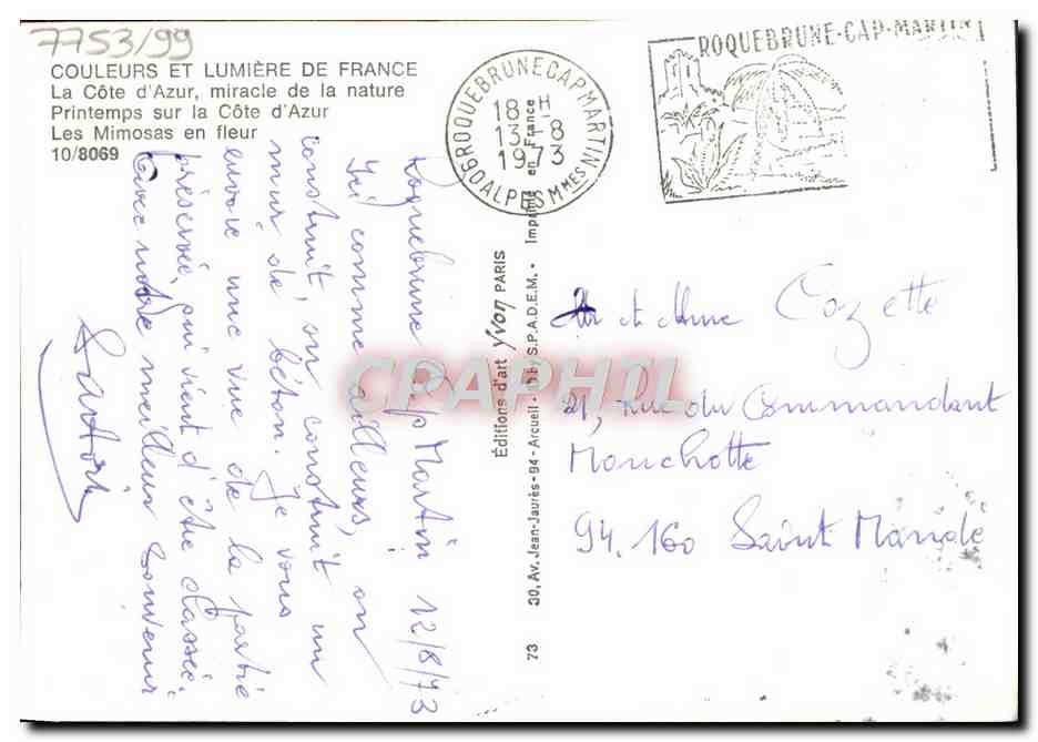 CPM Fantaisie Fleurs Les mimosas en fleur — Back