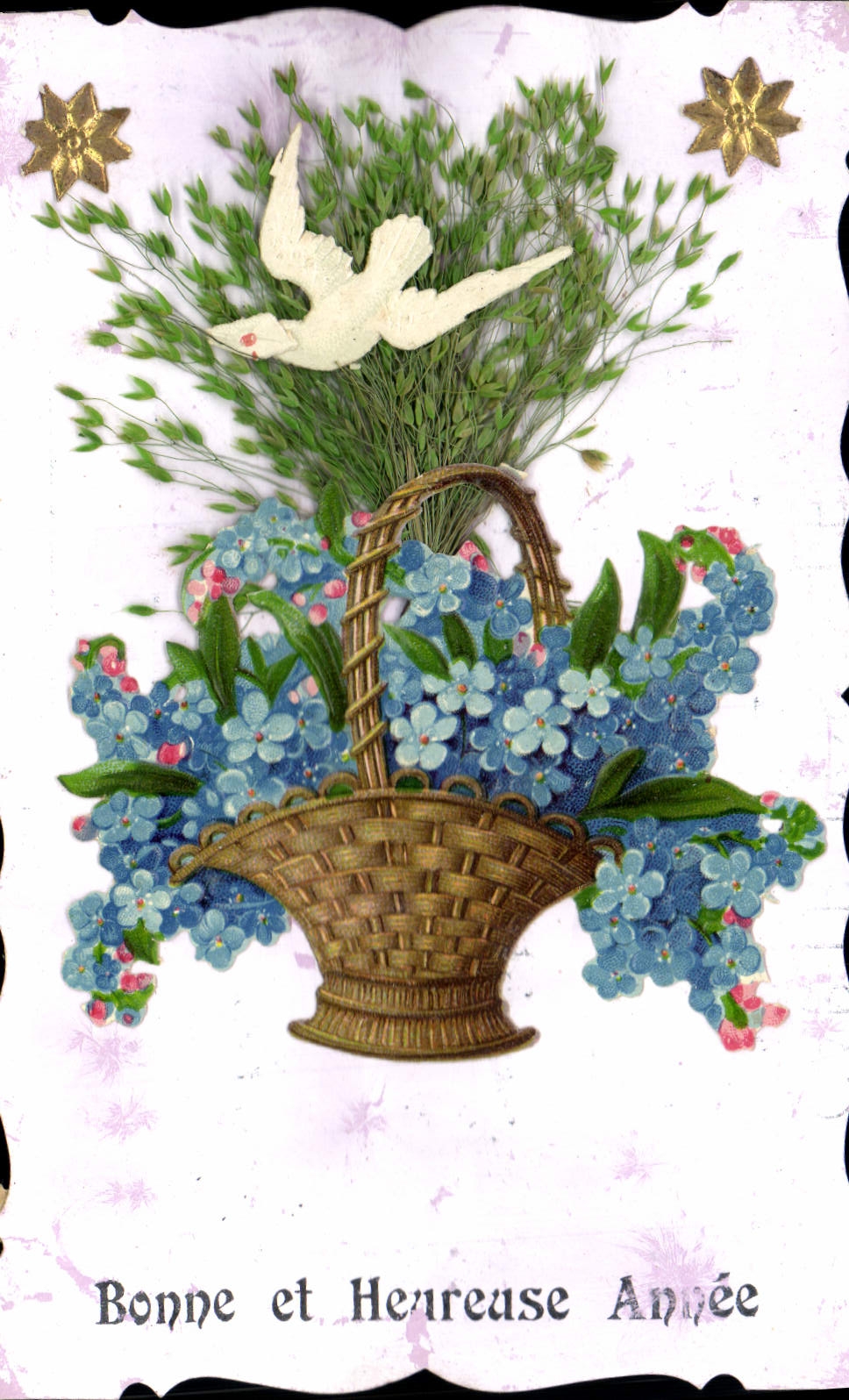 CPA Fantaisie Fleurs Colombe