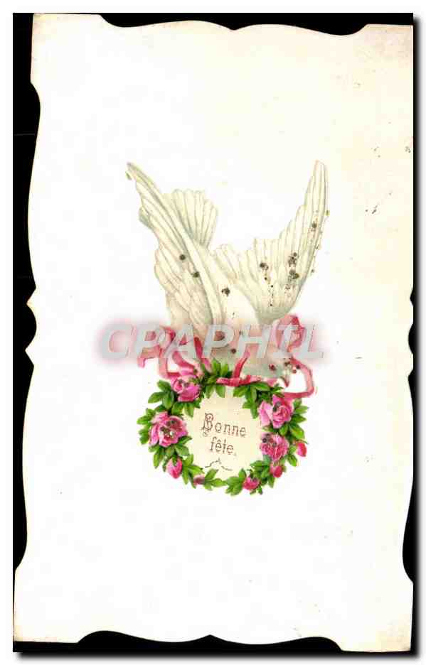 CPA Fantaisie Fleurs Colombe