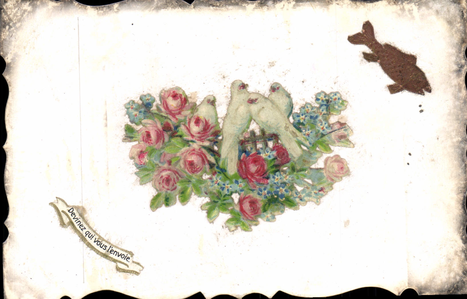 CPA Fantaisie Fleurs Colombe