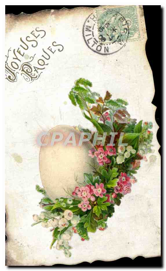 CPA Fantaisie Fleurs Oeuf Paques