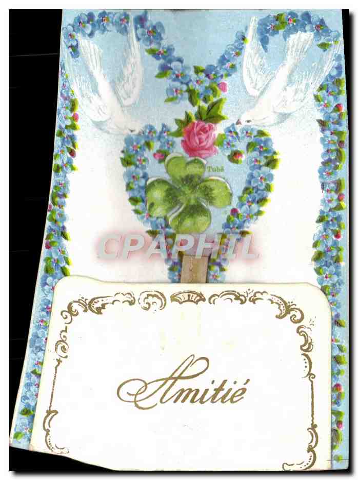 CPA Fantaisie Fleurs Colombes Coeur Trefle