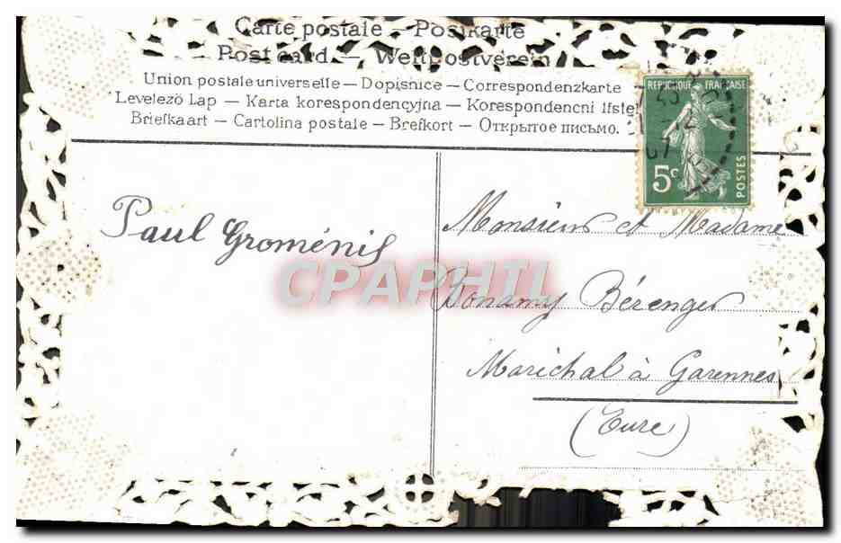 CPA Brodee Fantaisie Fleurs Hirondelle — Rückseite
