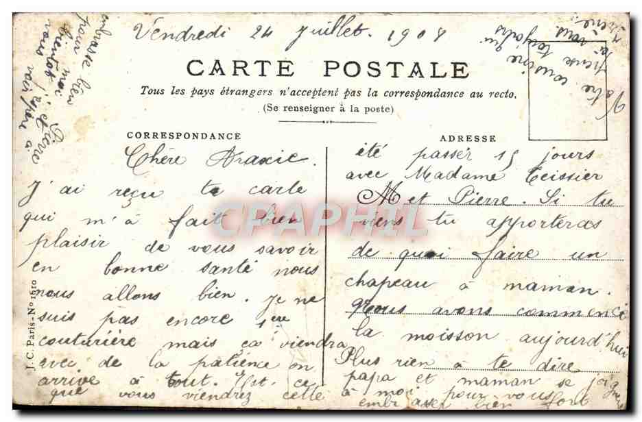 CPA Fantaisie Fleurs Enfants Colombe — Verso