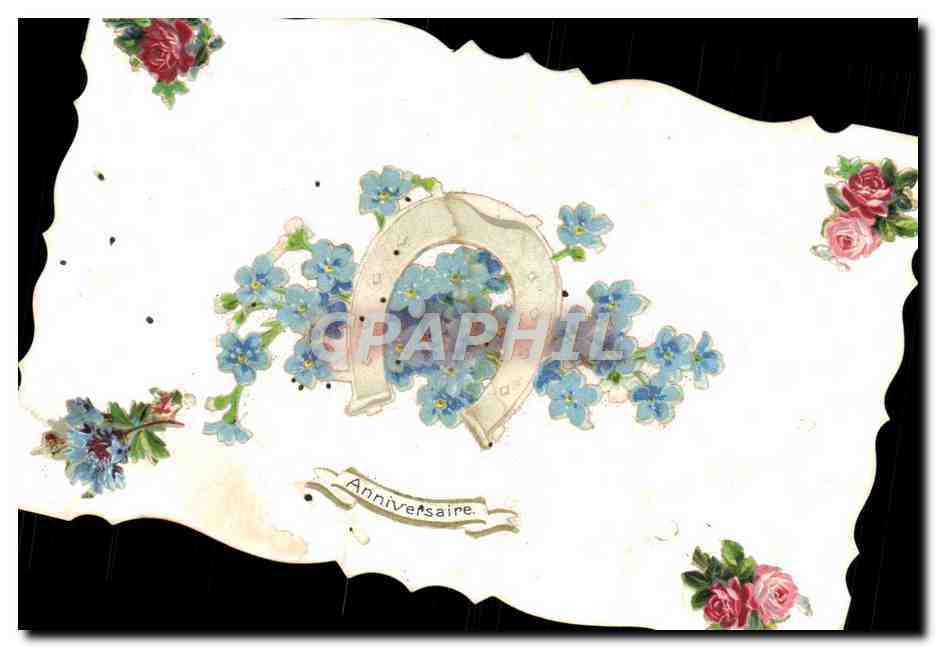 CPA Fantaisie Fleurs Fer a cheval