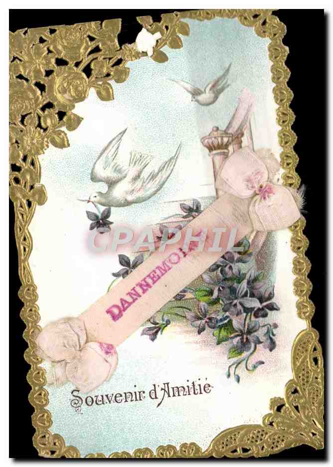 CPA Fantaisie Fleurs Colombe