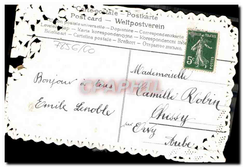 CPA Fantaisie Fleurs Colombe — Verso
