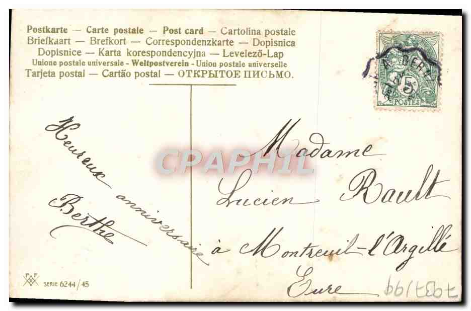 CPA Fantaisie Fleurs Ancre de Marine Trefles — Rückseite