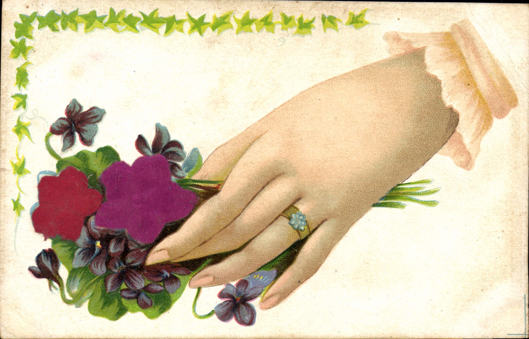CPA Fantaisie Fleurs Main