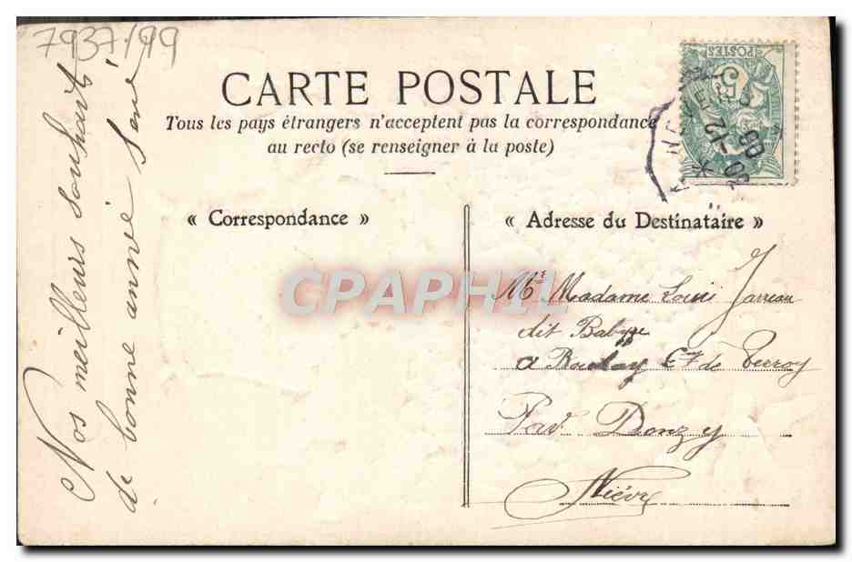 CPA Fantaisie Fleurs Colombe  — Rückseite