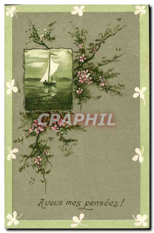 CPA Fantaisie Fleurs Bateau