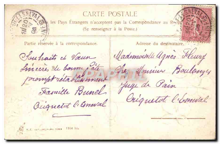CPA Fantaisie Fleurs Trefles Coccinelle Insecte — Back
