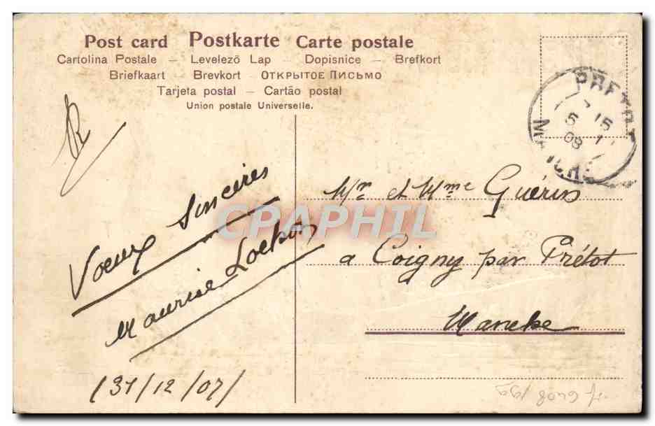 CPA Fantaisie Fleurs Enfant Chat Chaton — Rückseite