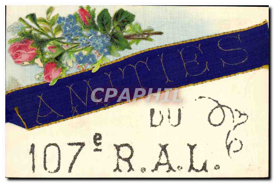 CPA Fantaisie Fleurs 107eme du RAL Militaria 