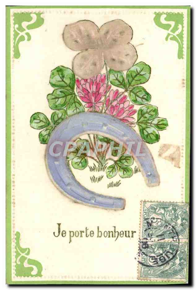 CPA Fantaisie Fleurs Fer a cheval