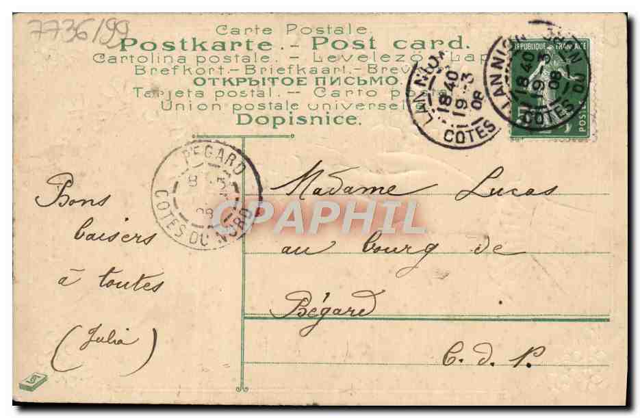 CPA Fantaisie Fleurs Main — Verso