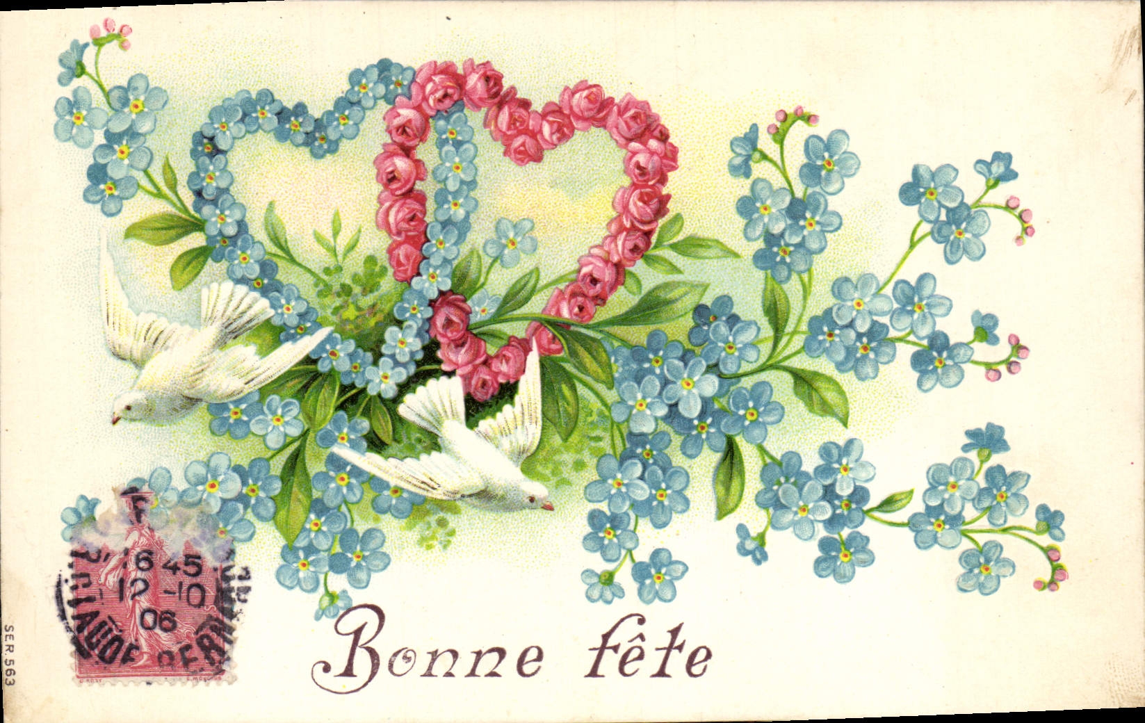 CPA Fantaisie Fleurs Colombes Coeur 
