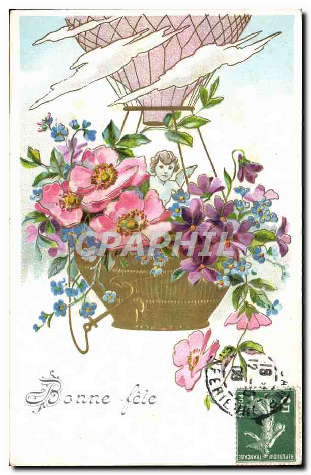 Chercheur de fleurs dans un ballon — illustration colorée — éditeur non visible