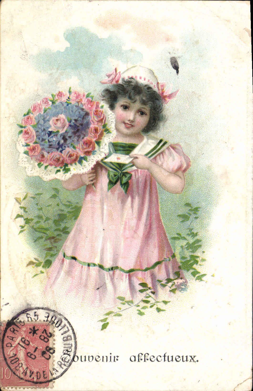 CPA Fantaisie Fleurs Enfants