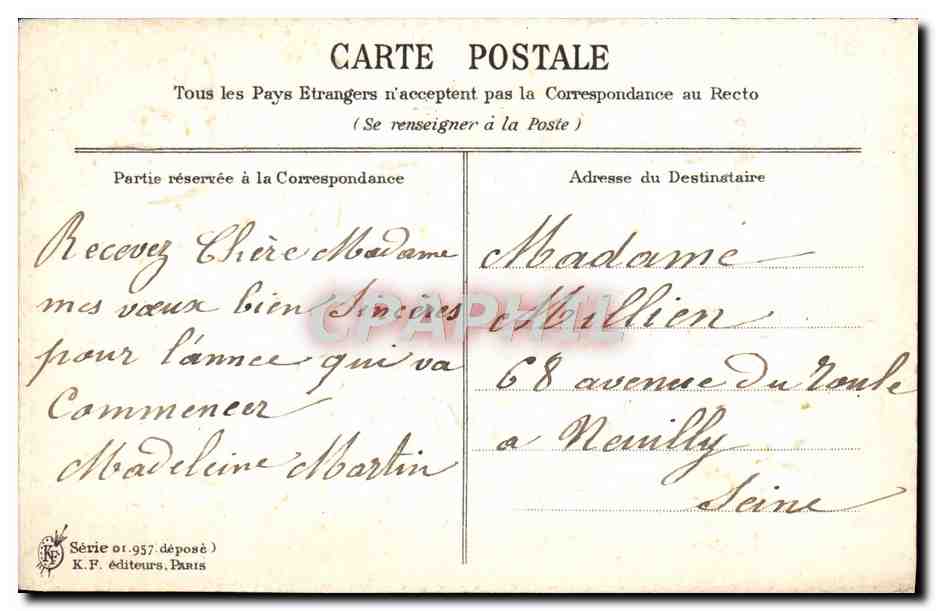 CPA Fantaisie Fleurs Bonne annee Fer a cheval — Rückseite