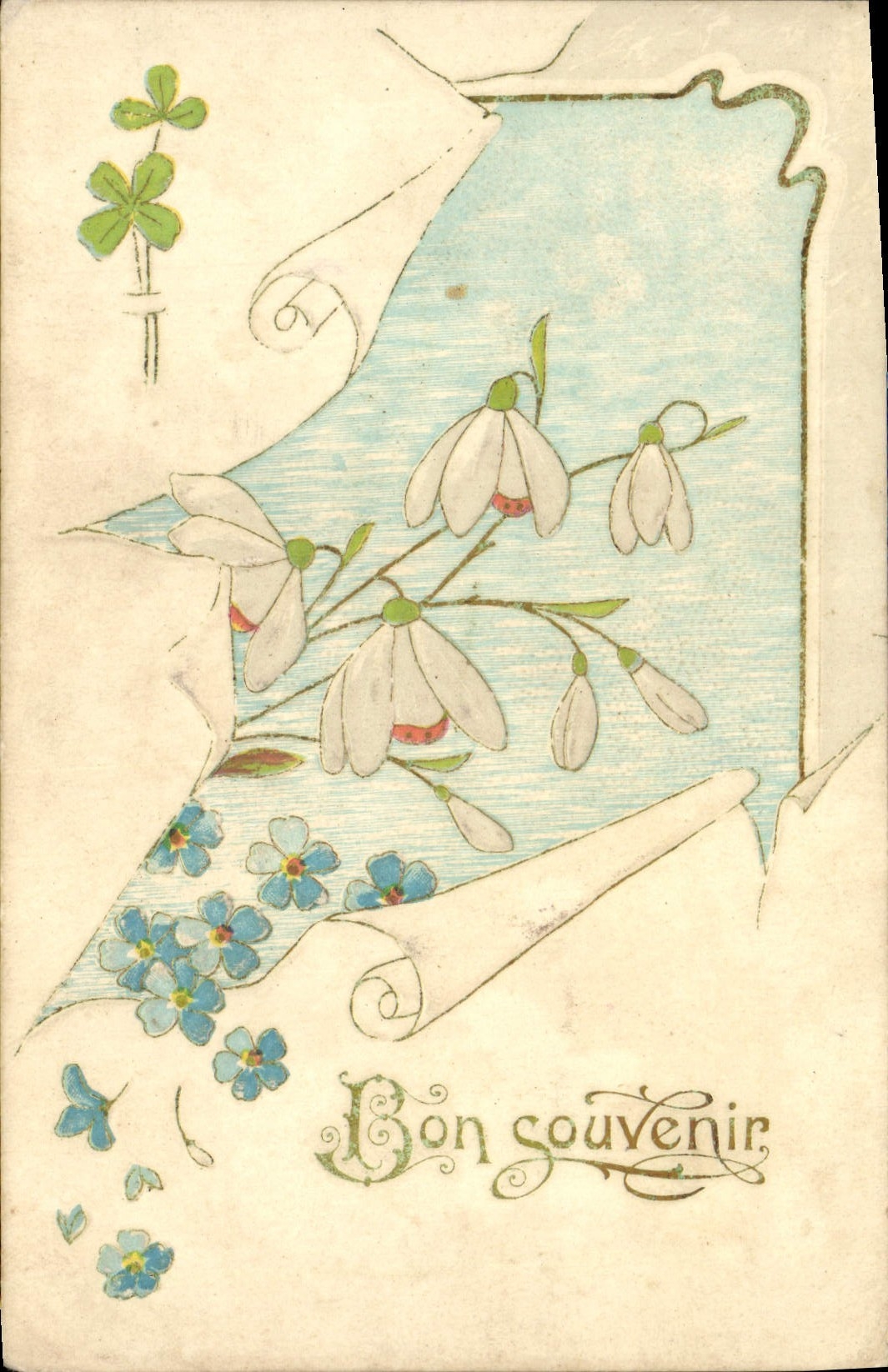 CPA Fantaisie Fleurs Trefles