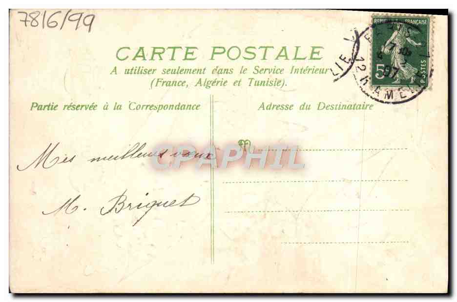 CPA Fantaisie Fleurs Trefles — Rückseite