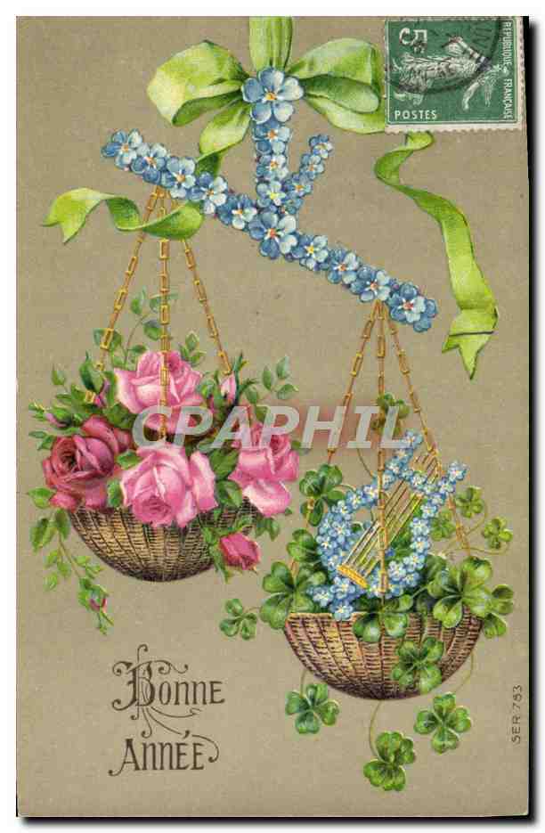 CPA Fantaisie Fleurs Trefles