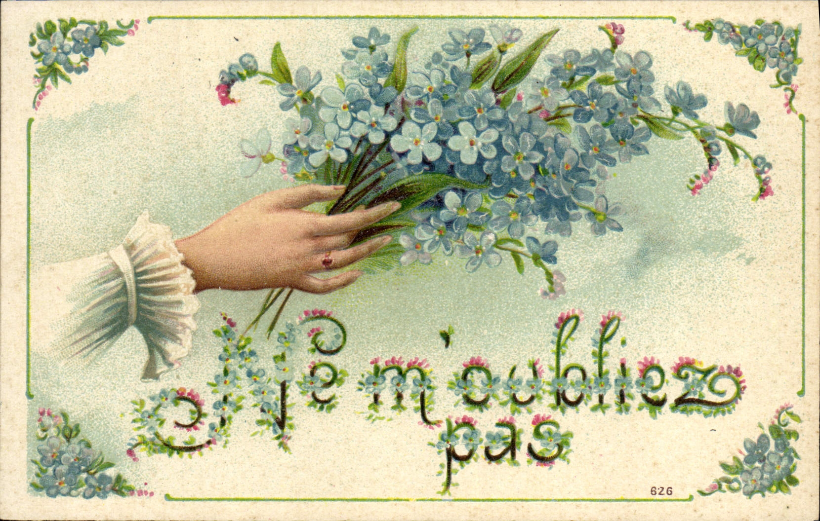 CPA Fantaisie Fleurs Main 