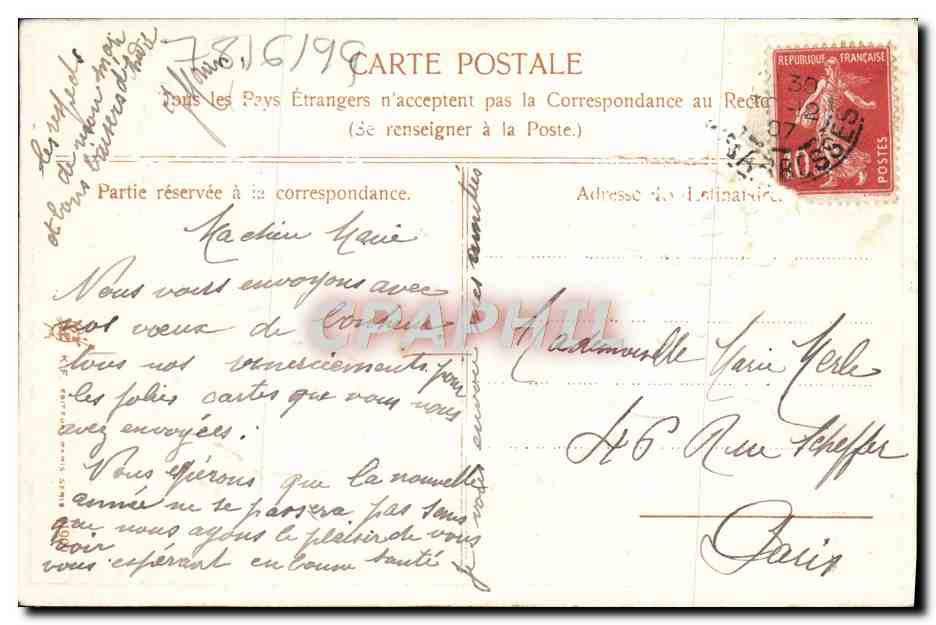 CPA Fantaisie Fleurs Trefles — Rückseite