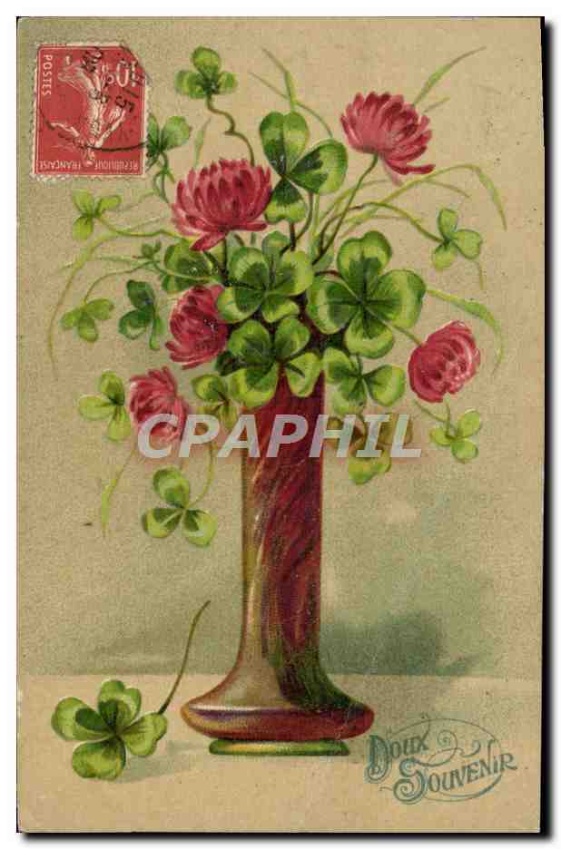 CPA Fantaisie Fleurs Trefles