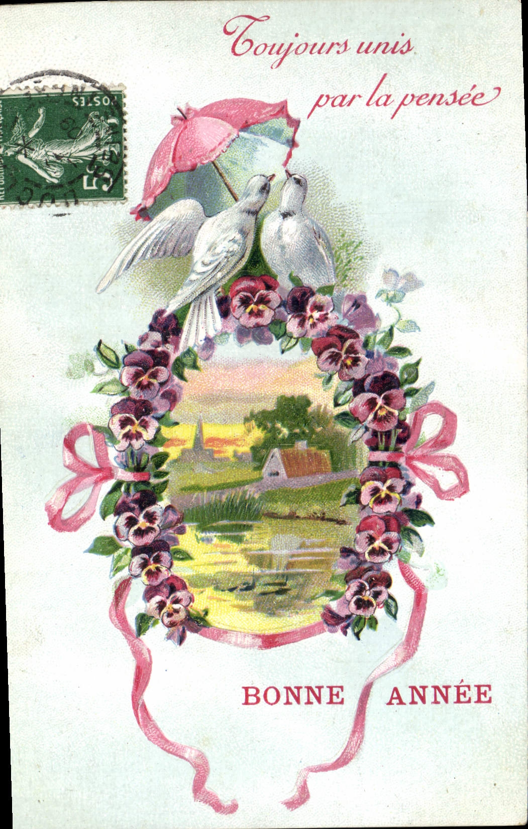 CPA Fantaisie Fleurs Bonne annee Colombes 