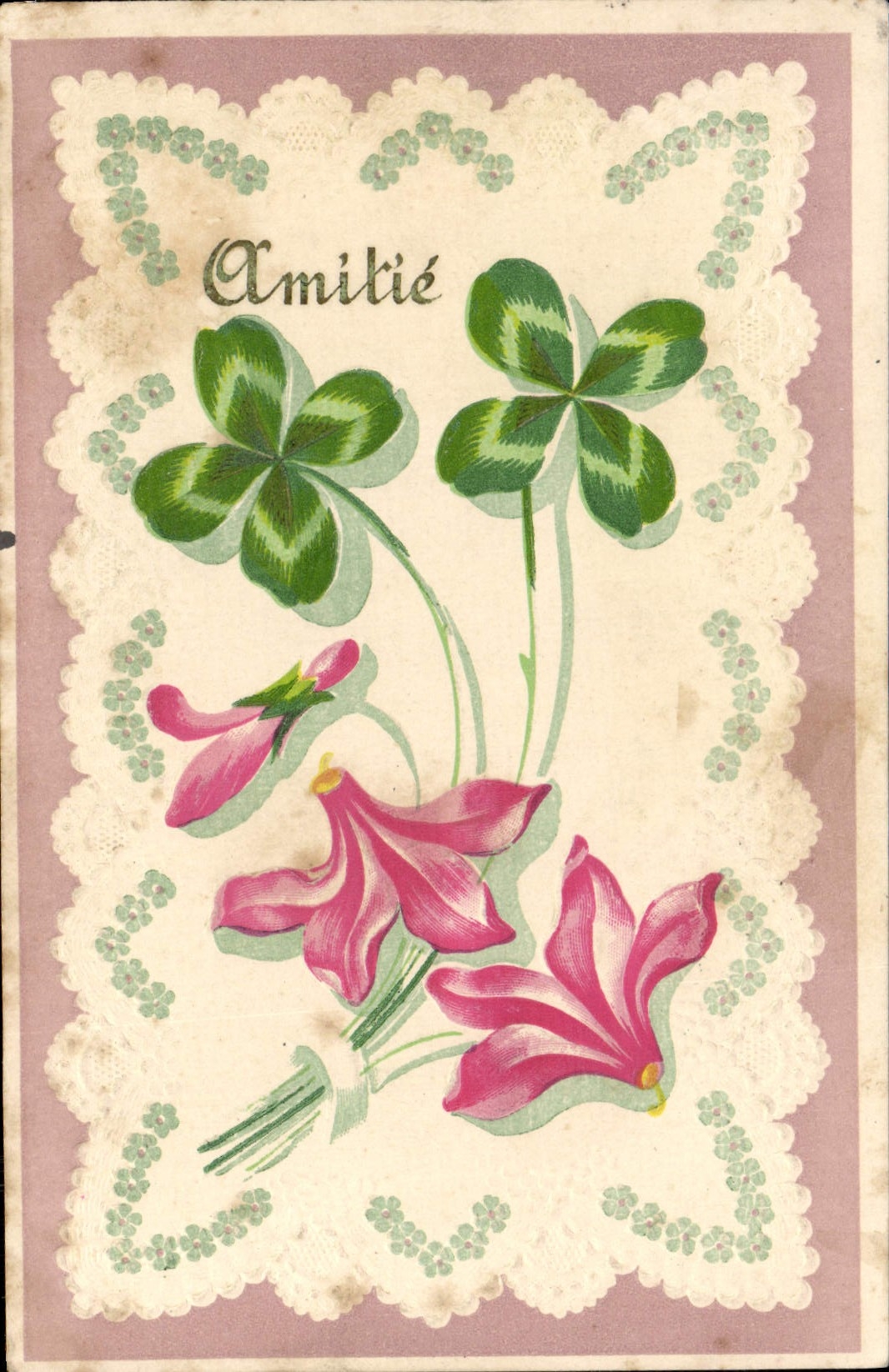 CPA Fantaisie Fleurs Trefles