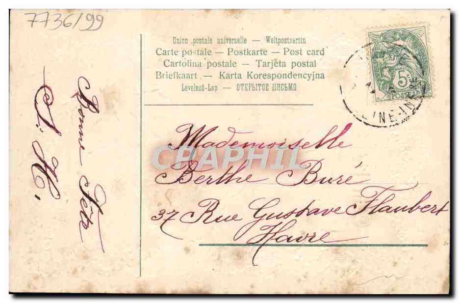 CPA Fantaisie Fleurs Trefles — Back
