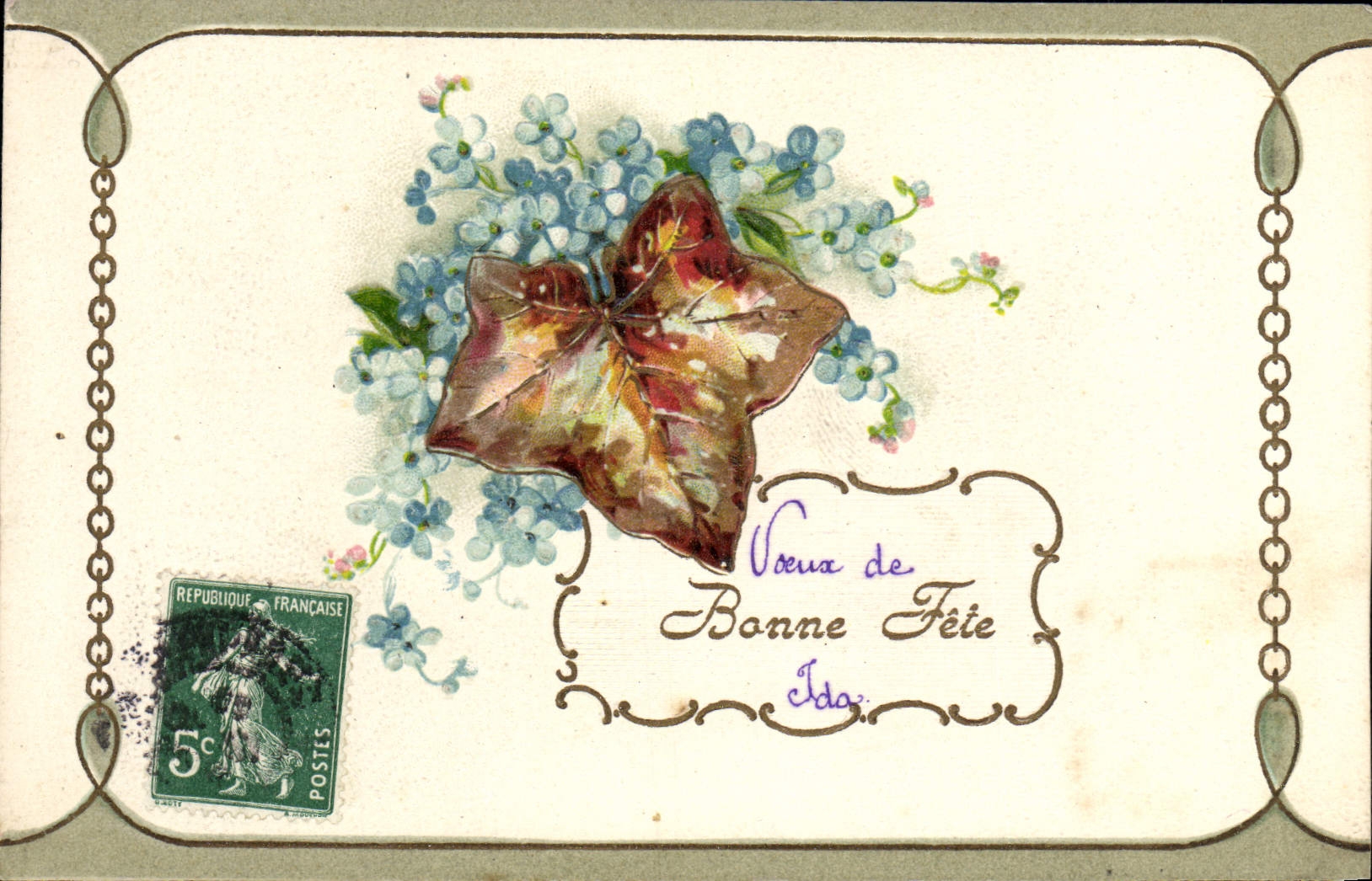 CPA Fantaisie Fleurs Feuille Vigne 