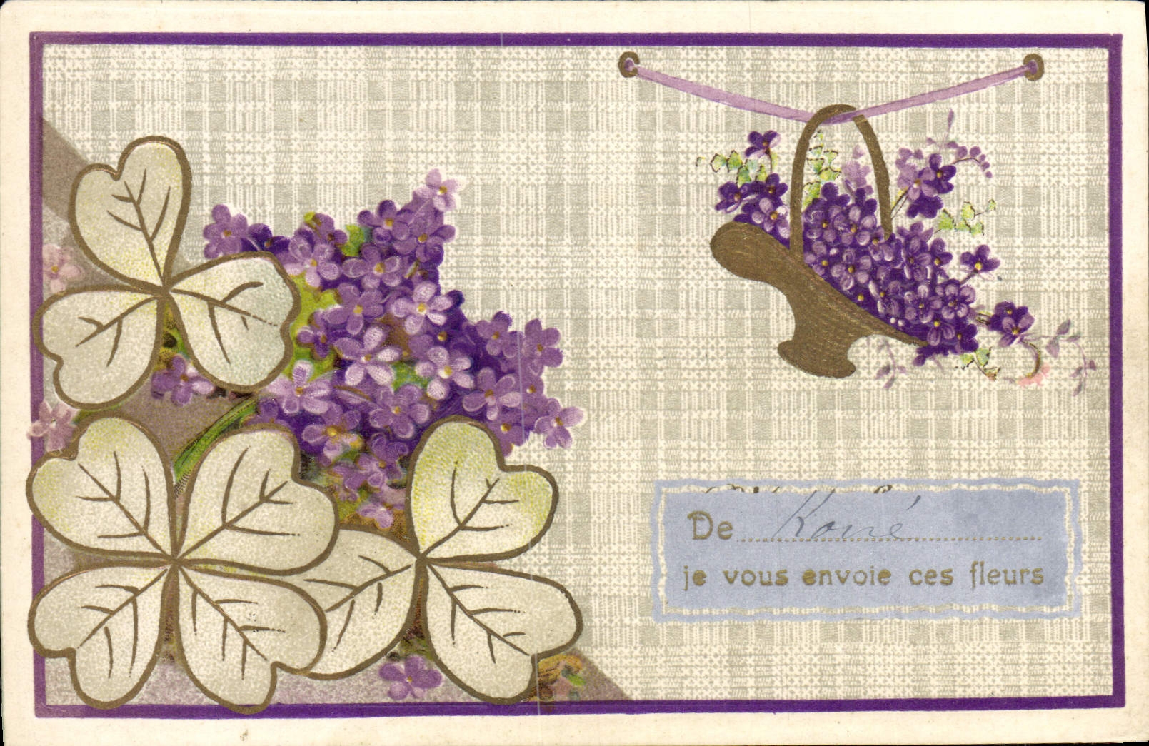 CPA Fantaisie Fleurs Trefles