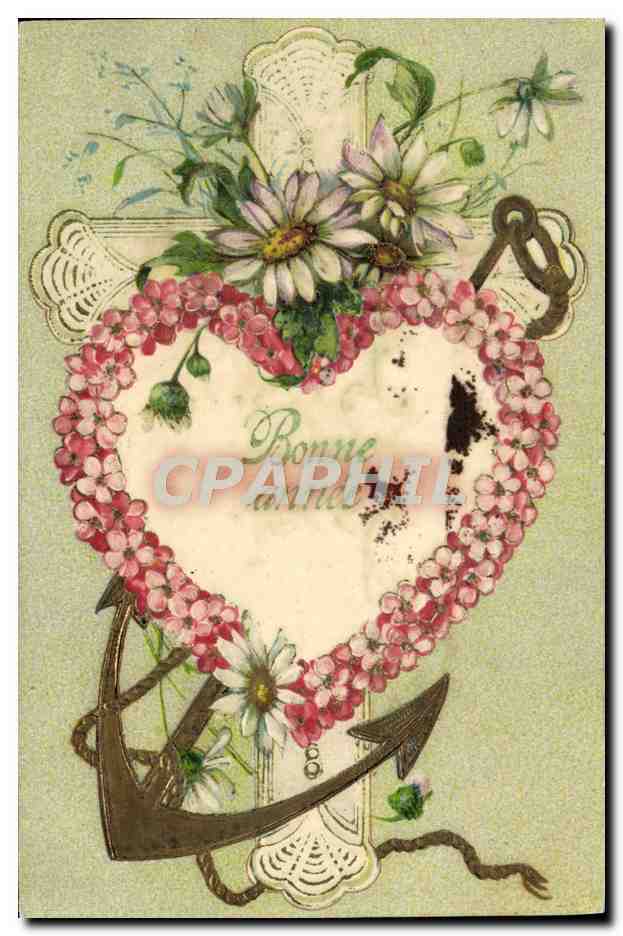 CPA Fantaisie Fleurs Ancre de marine