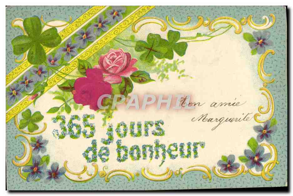 CPA Fantaisie Fleurs Trefles 